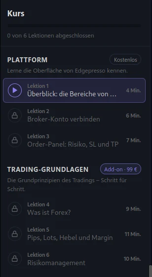 Edgepresso: Kurs mit Videolektion und Quiz