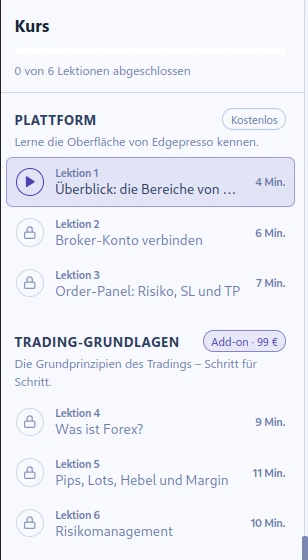 Edgepresso: Kurs mit Videolektion und Quiz